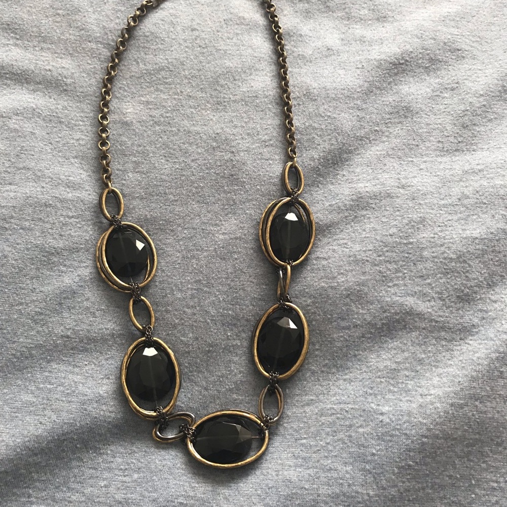 Dark jeweled statement necklace.